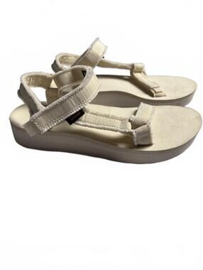 Teva Women's Beige Suede Strap Sandals with Adjustable Velc